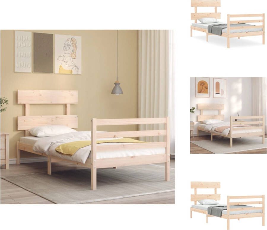VidaXL Bedframe Grenenhout 205.5 x 95.5 x 81 cm Multiplex lattenbodem Functioneel hoofd- en voeteneinde Bed