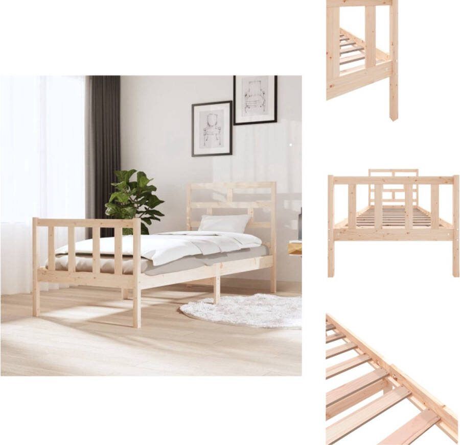 VidaXL Bedframe Grenenhout 75 x 190 cm Hoogwaardig materiaal Stevig en stabiel Comfortabel hoofdeinde In het oogspringend ontwerp Montage vereist Bed
