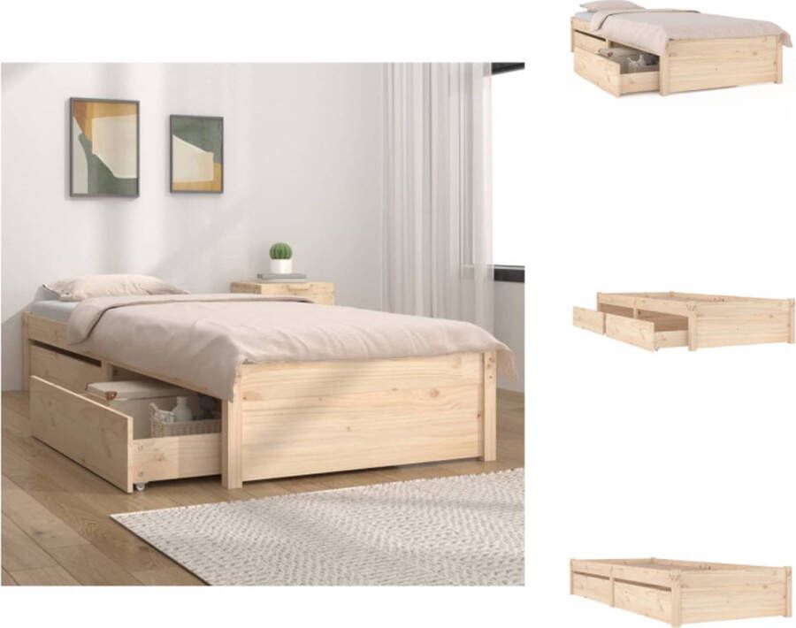 VidaXL Bedframe Grenenhout Bedlades 205.5 x 105.5 x 31 cm Bed