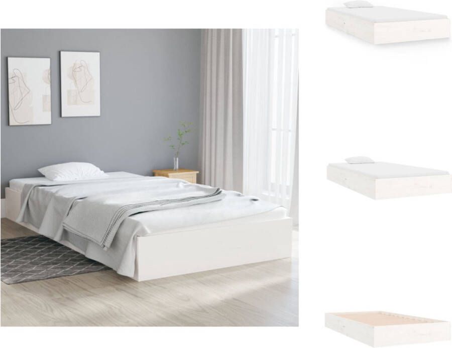 VidaXL Bedframe Grenenhout Eenpersoonsbed 90 x 200 cm Wit Bed