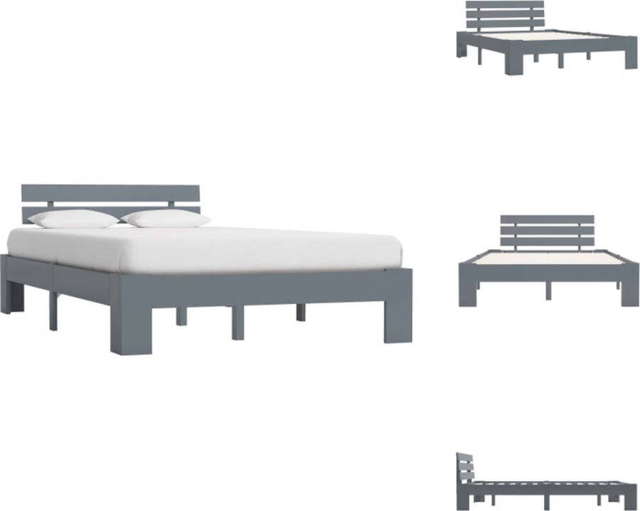 VidaXL Bedframe Grenenhout Grijs 213x125x66cm Geschikt voor 120x200cm Matras Massief Hout Bed