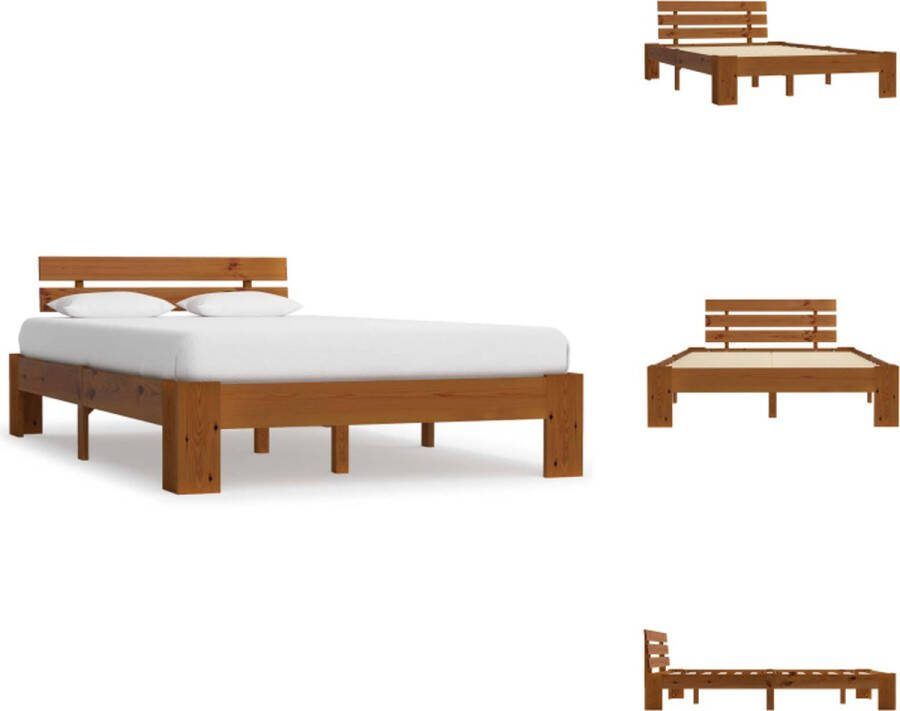 VidaXL Bedframe Grenenhout Honingbruin 213 x 125 x 66 cm Geschikt voor 120x200 cm Matras Bed