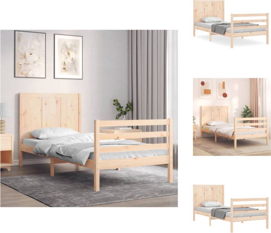 VidaXL Bedframe Grenenhout Massief 205.5x95.5x100 cm Multiplex Lattenbodem Bed