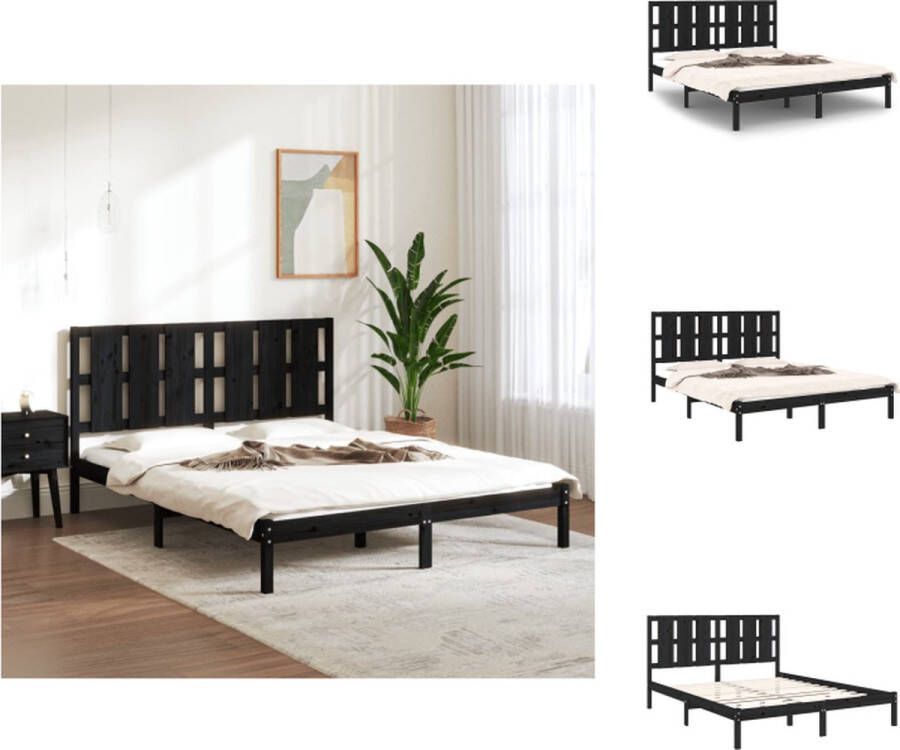 VidaXL Bedframe Grenenhout Modern Slaapkamer Afmeting 150 x 200 cm Kleur Zwart Bed