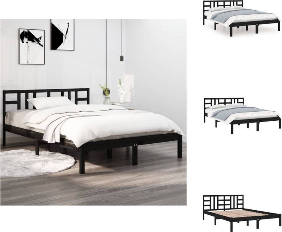 VidaXL Bedframe Grenenhout Multiplex lattenbodem 205.5 x 125.5 x 31 cm (L x B x H) Zwart Bed
