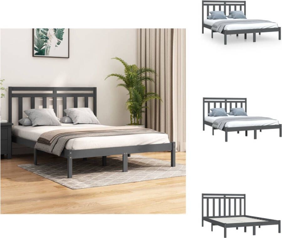 VidaXL Bedframe Grenenhout Multiplex Lattenbodem Grijs 195.5 x 145.5 x 31 cm (L x B x H) 146 x 4 x 100 cm (L x B x H) 140 x 190 cm (B x L) Montage vereist Bed