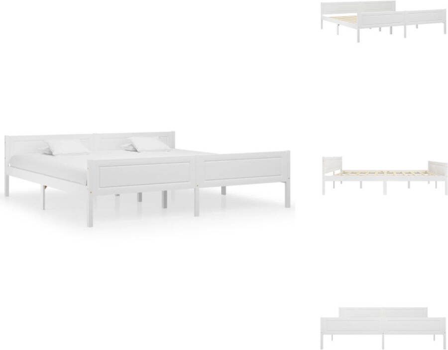 VidaXL Bedframe Grenenhout Wit 206 x 206 x 63 cm Matras niet inbegrepen Bed