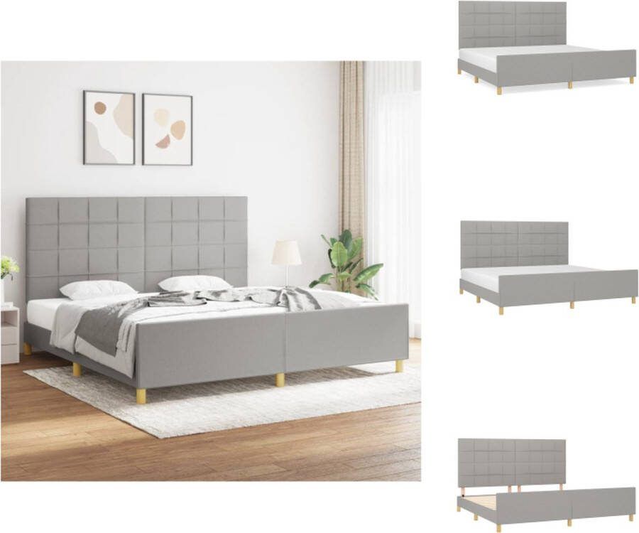 VidaXL Bedframe Hoofdeinde Lichtgrijs 203 x 206 x 118 128 cm Geschikt voor 200 x 200 cm matras Bed