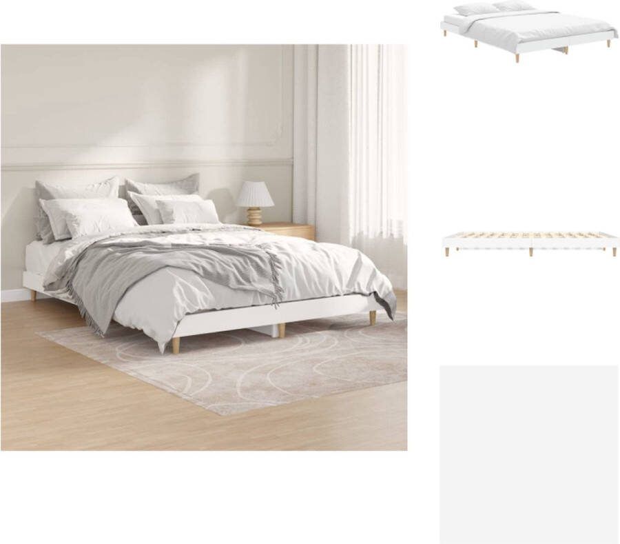 VidaXL Bedframe Hout Wit 193 x 143 x 20 cm Ondersteunende poten Bed