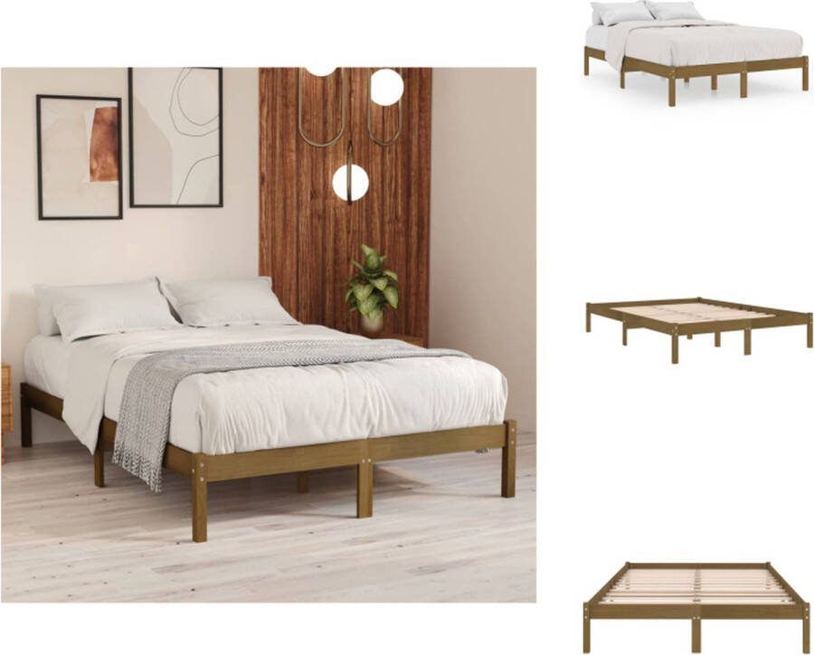 VidaXL Bedframe Houten 120x200 cm Massief grenenhout Honingbruin Bed