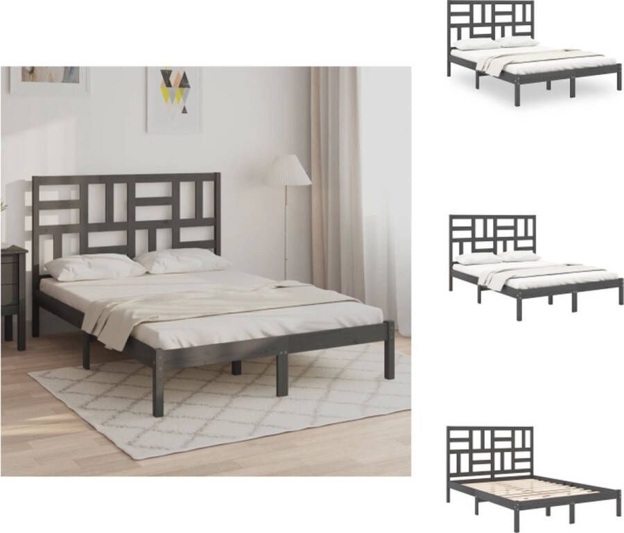 VidaXL Bedframe Houten 140 x 190 cm Grijs Bed