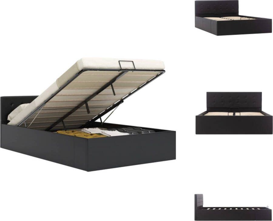 VidaXL Bedframe Hydraulisch Kunstleren bekleding Zwart 120 x 200 cm Bed
