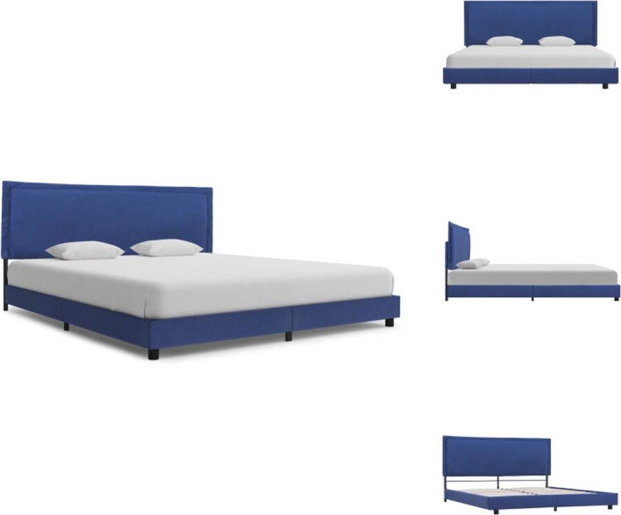 VidaXL Bedframe Klassiek design Gepoedercoat ijzer en MDF Massief houten poten Geschikt voor matras 180x200 cm Kleur- blauw Bed