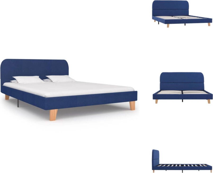 VidaXL Bedframe Klassiek design Hout en ijzer Geschikt voor matras 140 x 200 cm Blauw 208 x 145 x 80 cm Bed