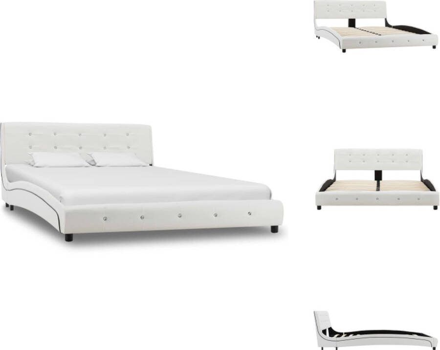 VidaXL Bedframe Klassiek design IJzer en hout 140 x 200 cm Wit Bed