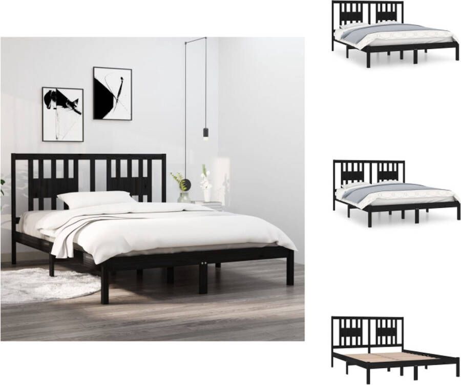 VidaXL Bedframe Klassiek Houten 205.5 x 156 x 100 cm Massief Grenenhout Bed