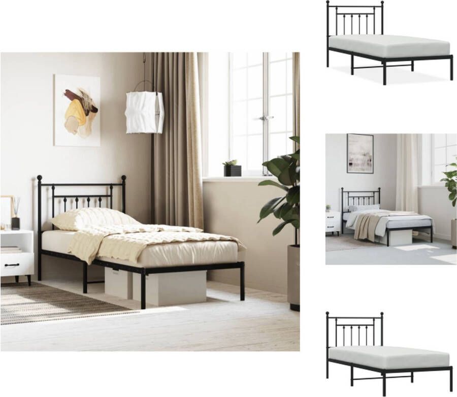 VidaXL Bedframe Klassiek Metaal 207 x 85 x 97 cm Zwart Bed
