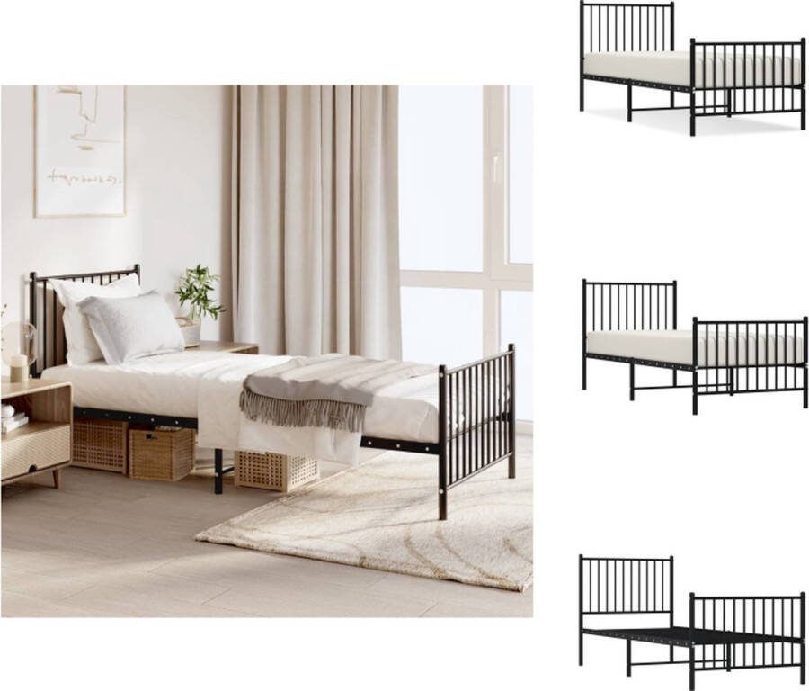 VidaXL Bedframe Klassiek Metaal 207x84.5x90.5 cm Zwart Bed
