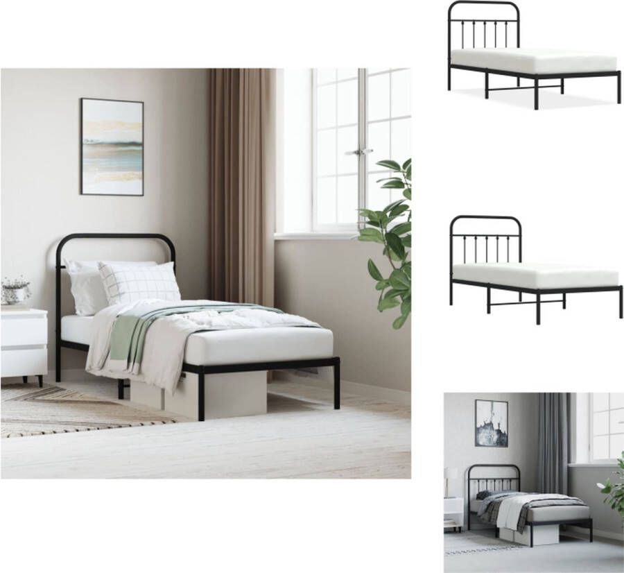 VidaXL Bedframe Klassiek Robuust Metaal 207 x 95 x 100 cm Zwart Bed