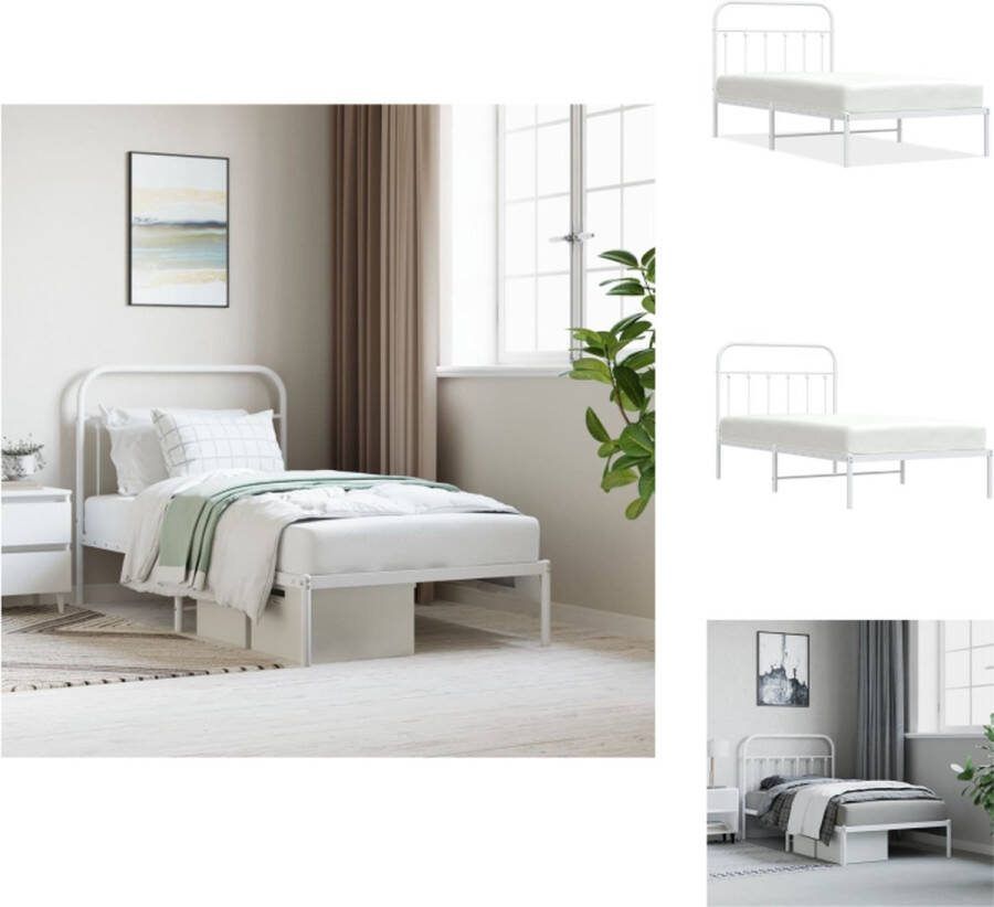 VidaXL Bedframe Klassiek Wit Robuust Staal 196x105x100 cm Geen Matras inbegrepen Bed
