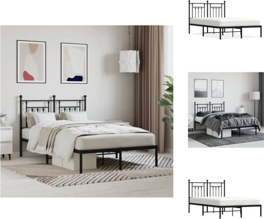 VidaXL Bedframe Klassiek Zwart 207 x 125 x 97 cm Robuuste metalen constructie Bed