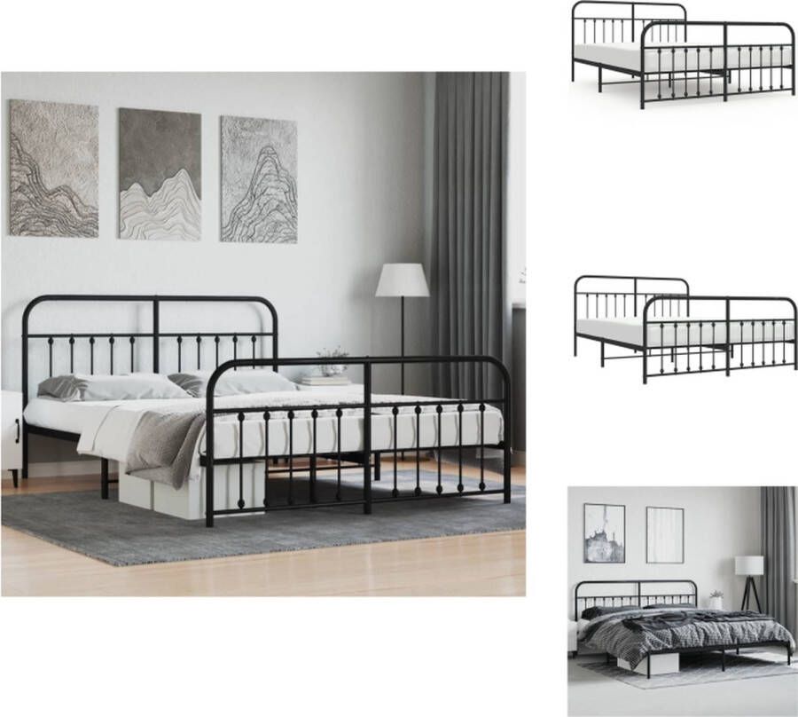 VidaXL Bedframe Klassiek Zwart Ruime opbergruimte Metalen constructie 207 x 166 x 100 cm Bed