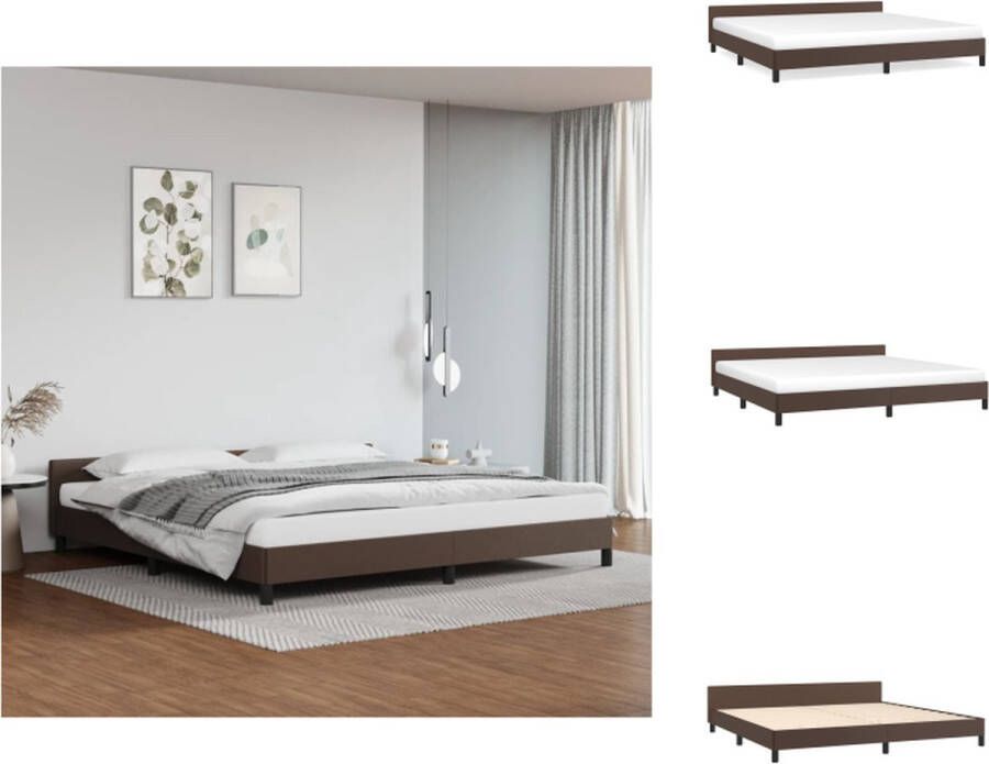 VidaXL Bedframe Kunstleer Bruin 203 x 206 x 50 cm Multiplex Lattenbodem Bed