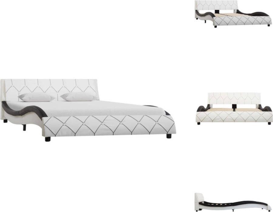VidaXL Bedframe Kunstleren 120 x 200 cm Wit Zwart Bed