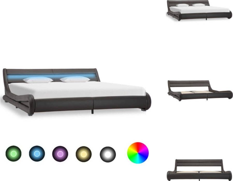 VidaXL Bedframe Kunstleren Bedframe Afmeting- 217 x 195 x 60 cm (L x B x H) Kleur- Grijs Bed