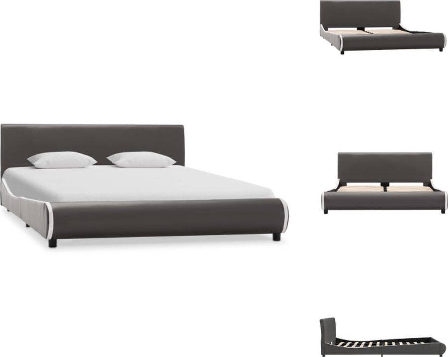 VidaXL Bedframe Kunstleren bekleding Antracietgrijs 217 x 146 x 69 cm Geschikt voor matras 140 x 200 cm Bed