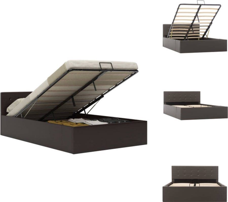 VidaXL Bedframe Kunstleren bekleding Grijs 120 x 200 cm Met opbergvak Bed