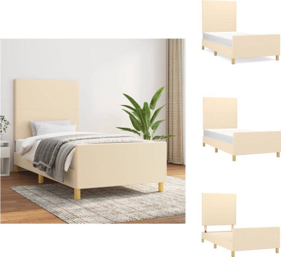VidaXL Bedframe Larikshout Crème 203 x 83 x 118 128 cm Verstelbaar hoofdeinde Bed