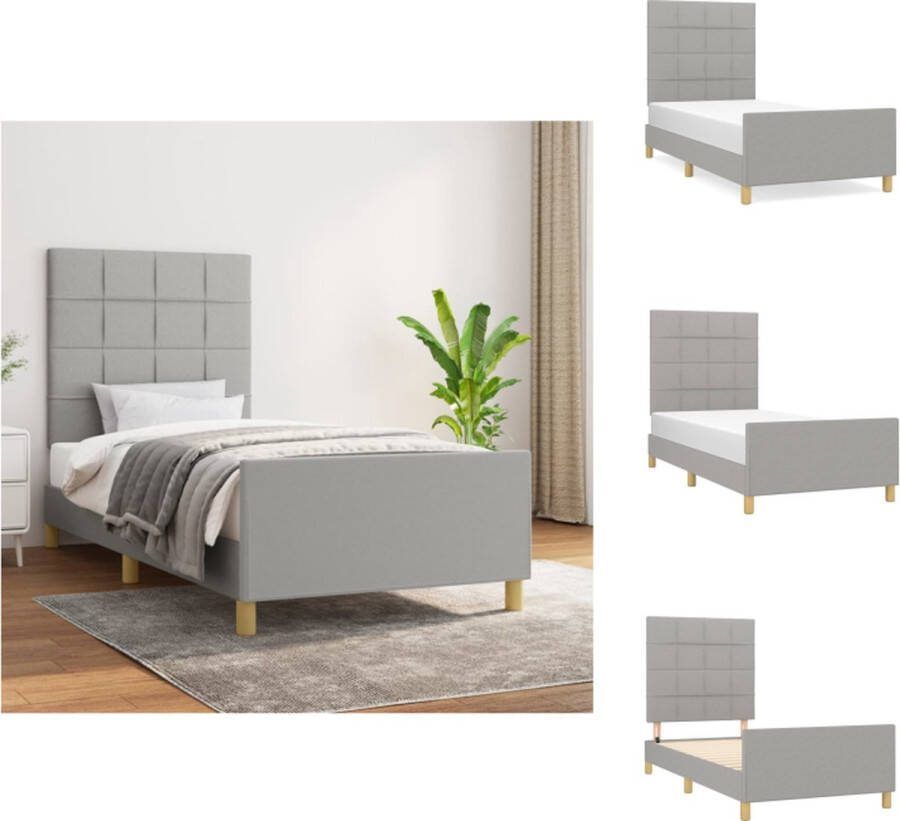VidaXL Bedframe Larikshout Lichtgrijs 193 x 93 x 118 128 cm Verstelbaar hoofdeind Stevige poten Bed