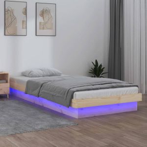 VidaXL Bedframe LED massief hout 90x200 cm