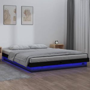 VidaXL Bedframe LED massief hout zwart 120x200 cm