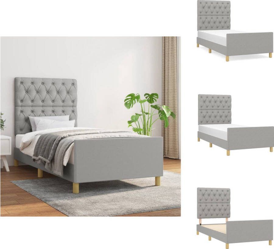 VidaXL Bedframe Lichtgrijs 203 x 83 x 118 128 cm Verstelbaar Stof (100% polyester) Massief larikshout Multiplex Geschikt voor matras 80 x 200 cm Bed