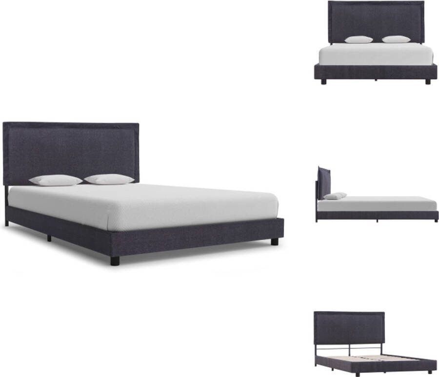 VidaXL Bedframe Luxe Donkergrijs 140 x 200 cm Gepoedercoat ijzer en MDF Bed