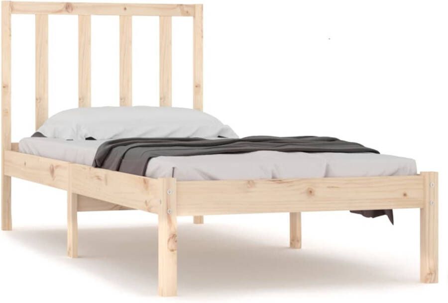 VidaXL Bedframe massief grenenhout zwart 75x190 cm Small Single