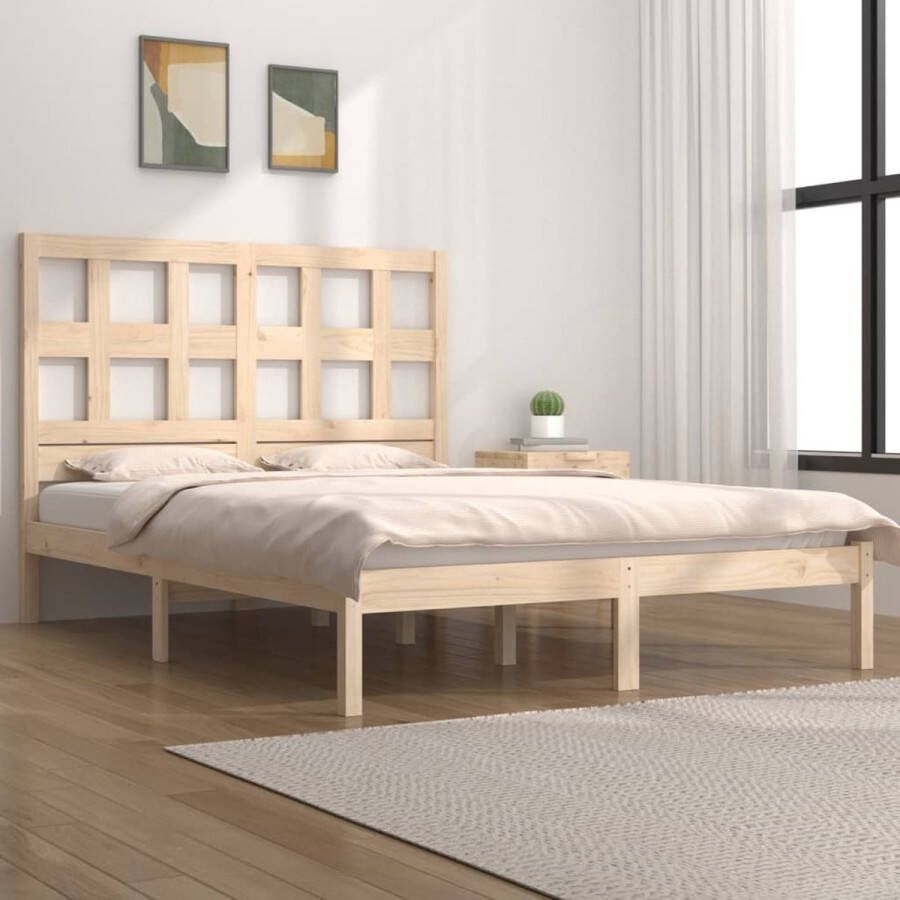 vidaXL Bedframe massief grenenhout 140x190 cm