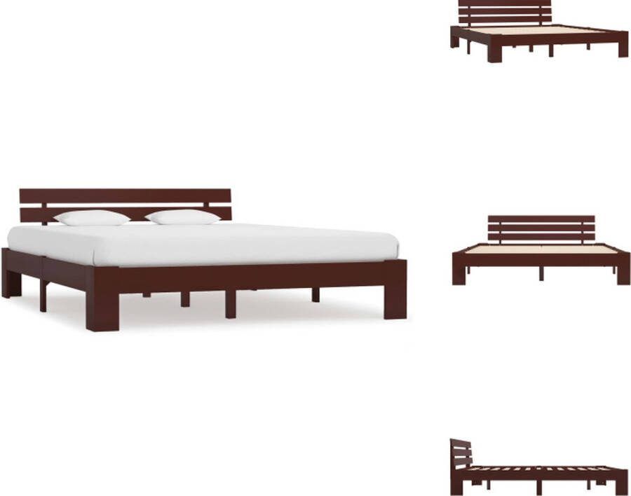 VidaXL Bedframe Massief Grenenhout 180x200cm Donkerbruin Bed