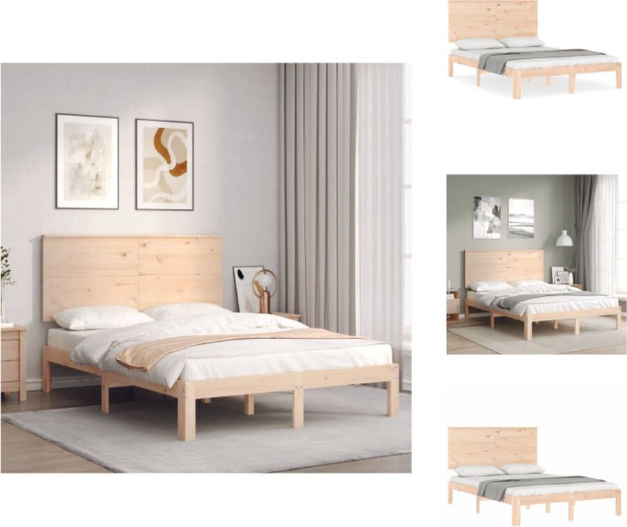 VidaXL Bedframe Massief grenenhout 203.5 x 123.5 x 82.5 cm Inclusief multiplex lattenbodem Bed