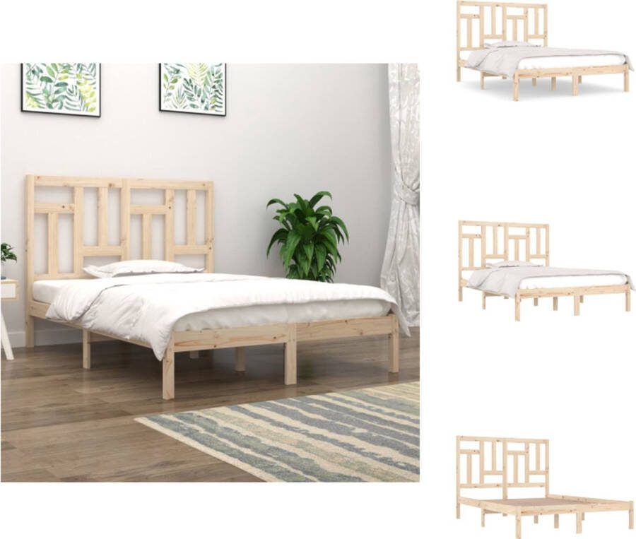 VidaXL Bedframe Massief Grenenhout 205.5 x 165.5 x 31 cm Comfortabel hoofdeinde Rustieke uitstraling Bed