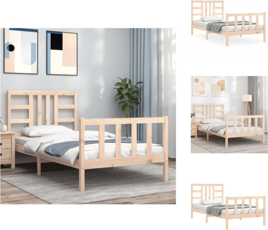 VidaXL Bedframe Massief grenenhout 205.5 x 95.5 x 100 cm Multiplex lattenbodem Bed