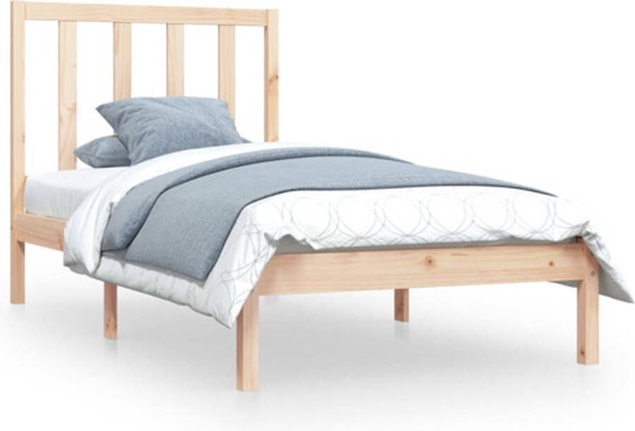 VidaXL Bedframe massief grenenhout zwart 75x190 cm Small Single