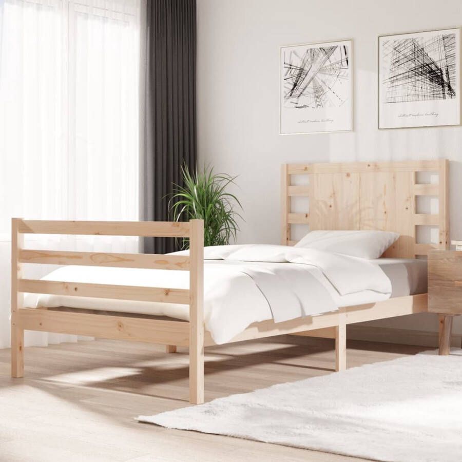 VidaXL Bedframe massief grenenhout 75x190 cm 2FT6 Small Single