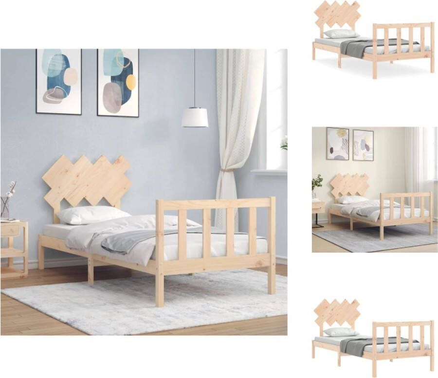 VidaXL Bedframe Massief Grenenhout Functioneel hoofd- en voeteneinde 205.5 x 95.5 x 81 cm Matras 90 x 200 cm Montage vereist Bed