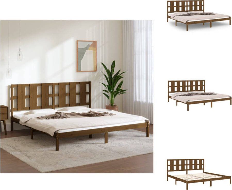 VidaXL Bedframe Massief Grenenhout Honingbruin 205.5 x 205.5 x 100 cm Bed