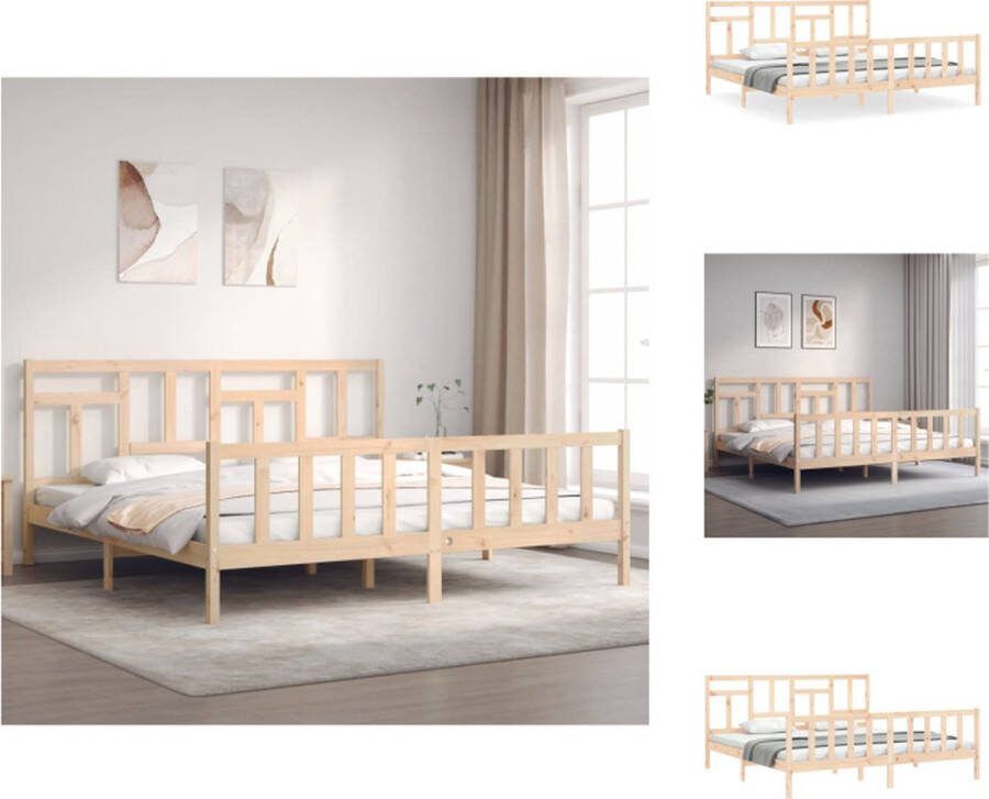VidaXL Bedframe Massief Grenenhout Praktisch en decoratief Multiplex lattenbodem Functioneel hoofd- en voeteneinde Geen matras 205.5 x 205.5 x 100 cm Montage vereist Bed