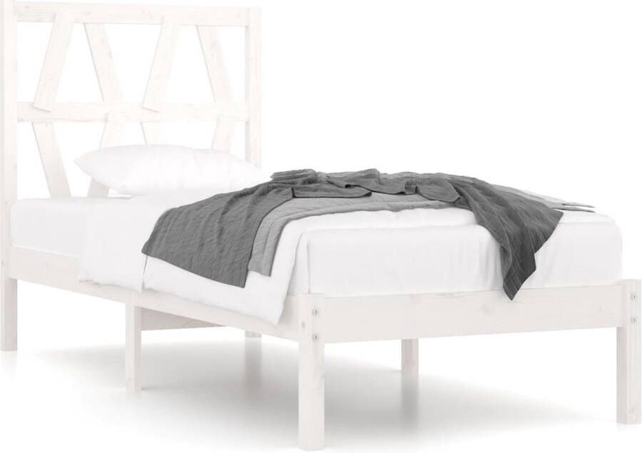 VidaXL Bedframe massief grenenhout wit 90x190 cm 3FT Single