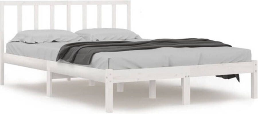 VidaXL -Bedframe-massief-grenenhout-wit-120x190-cm-4FT-Small-Double